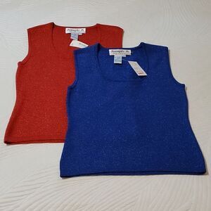 NWT 2 Identical Silk Tank Tops Ladies M